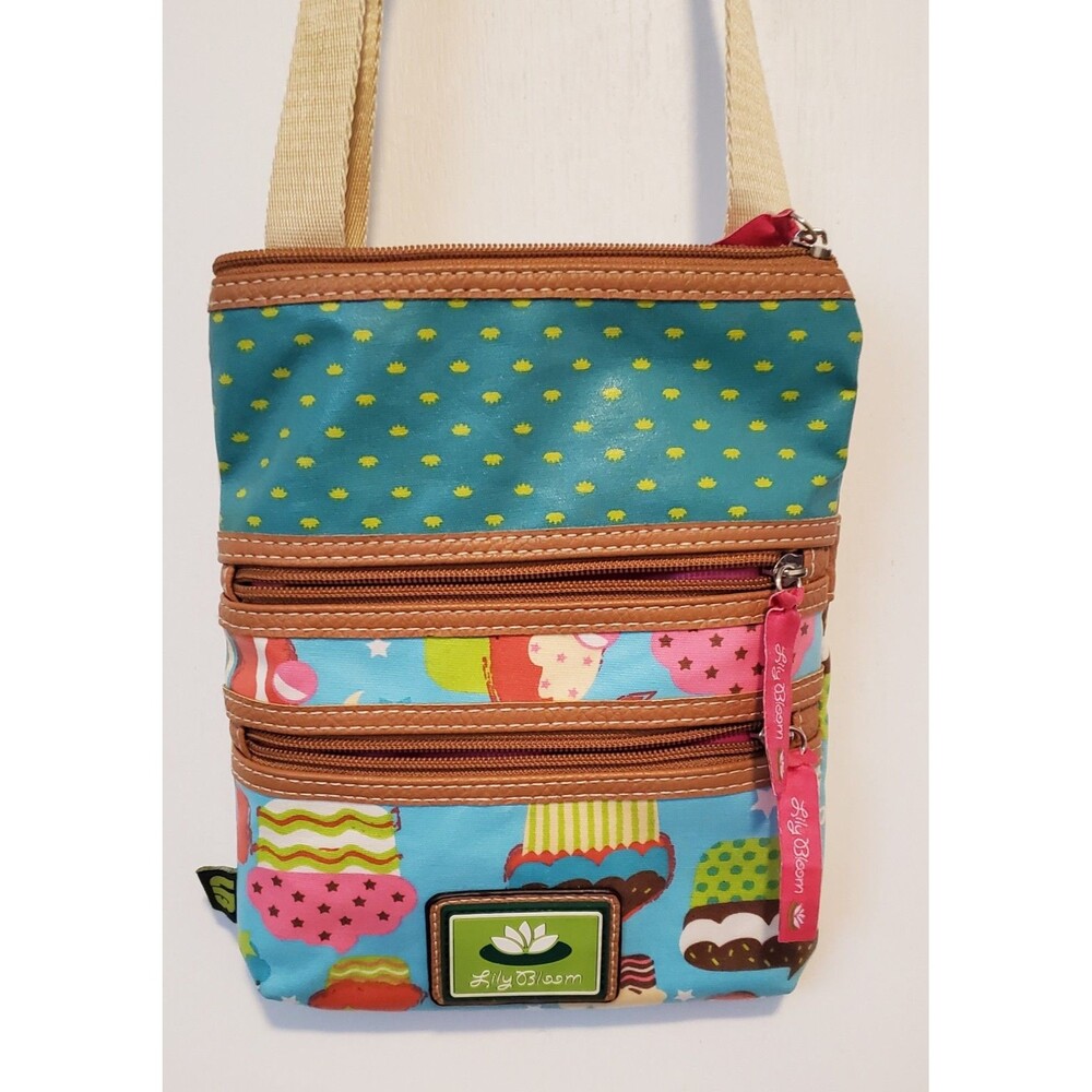 Lily Bloom Cupcake Delight Recycled Bottle Eco Crossbody Bag Cute Pink Blue